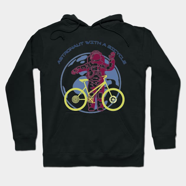 Astronaut With Bicycle, Earth Hoodie by KoumlisArt